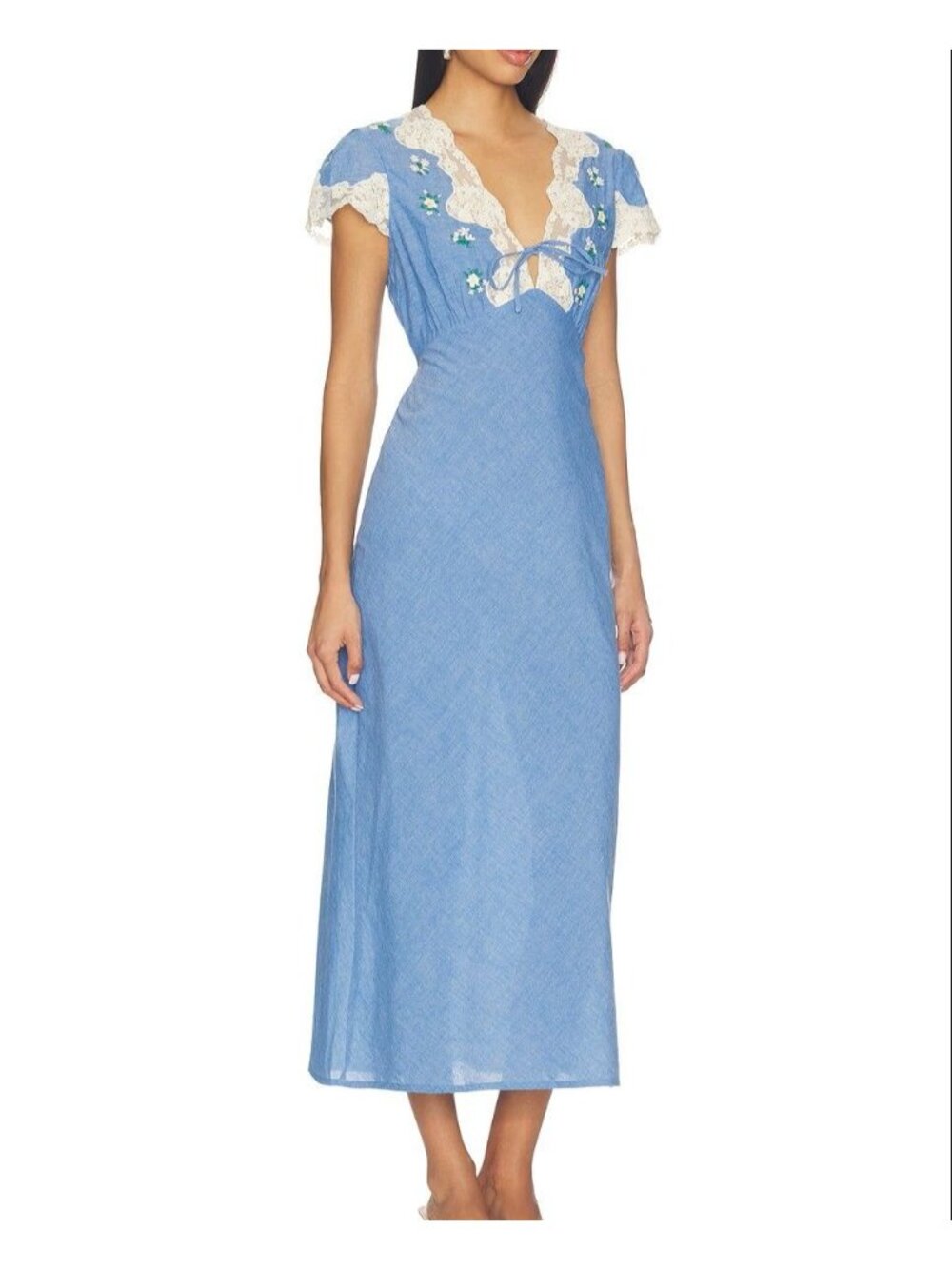 RIXO Amari Embroidered Midi Dress Floral Vintage Cottagecore Prairie Womens XL